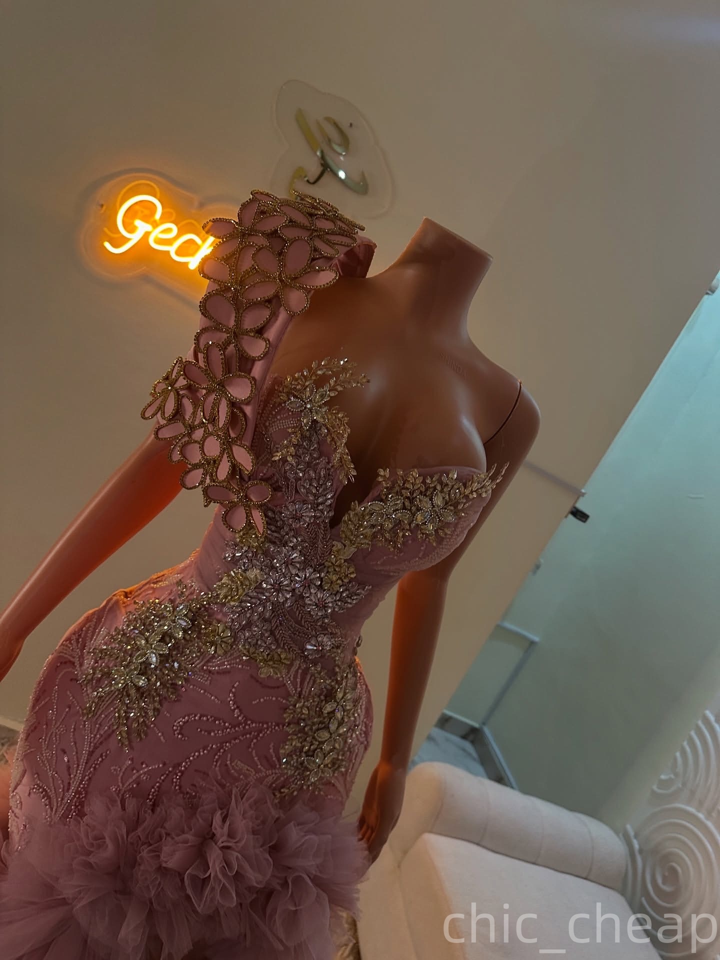 Blush Pink Mermaid Prom Dresses 2025 Crystals Flowers Tulle Tiers Evening Formal Party Second Birthday Engagement Gowns Plus Size Dress For Special Oc