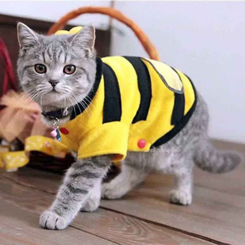 Cute Dog Clothes Cat Pet Clothes Bees Cat Clothes Soft Fleece Teddy Poodle Dog Clothing Pet Product Supplies Accessories C251009
