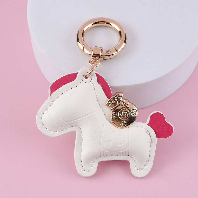 Get Rich Quickly Cute Pony Keychains - Leather Cartoon Pendant Couples Backpack Ornament Small Gift Z260130