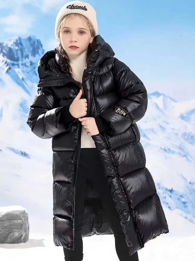 Winter Jacket For Boys Girls Long Length Down Jacket Black Thickened Hooded Coat Big Childrens Outerwear Birthday Gift T251009