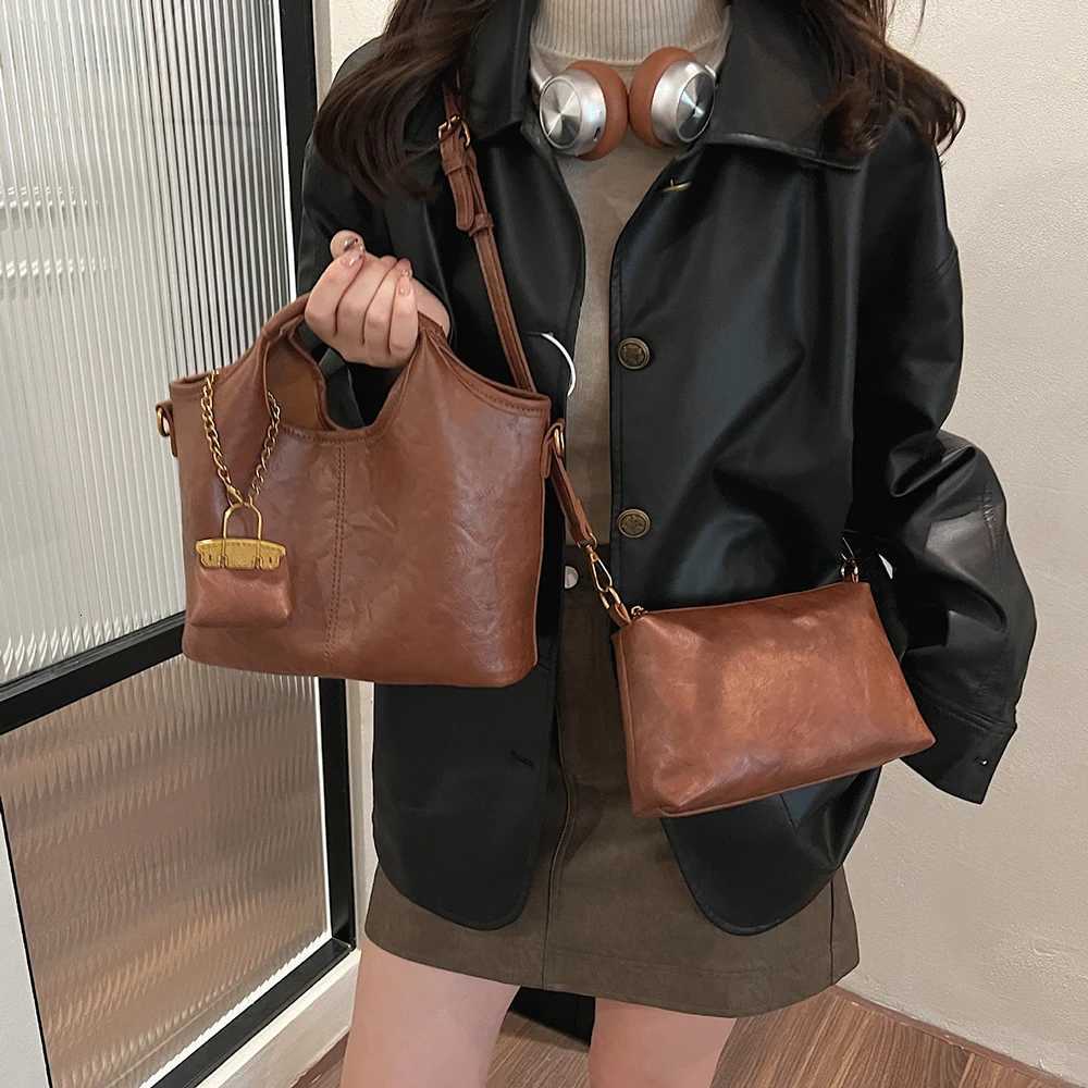 Wen Vintage Coffee Top Handle Bag 2025 New Autumn Winter Minimalist Single Shoder Crossbody Bag Casual Cposite 1 Bags1 D251009
