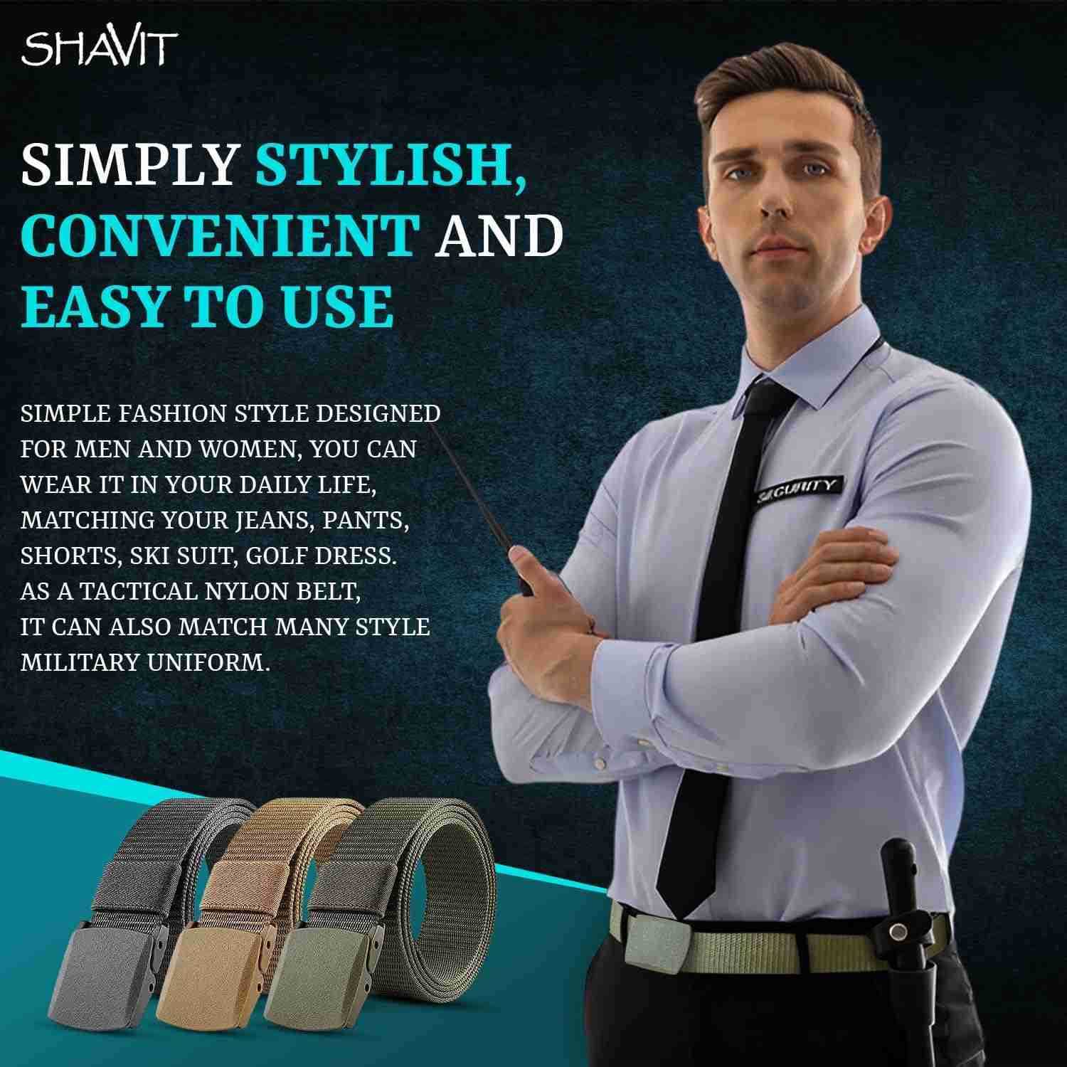 Nylon Belts for Men Work Belt AdjustabLE Slide Plastic Web Canvas Belt for Outdoor Airport friendly W251009