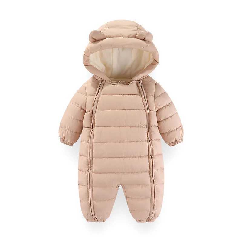OLEKID 2025 Autumn Winter Baby Rompers Hooded Plus Velvet Warm Baby Girl Jumpsuit Toddler Boys Overalls Infant Newborn Sleepwear C251009