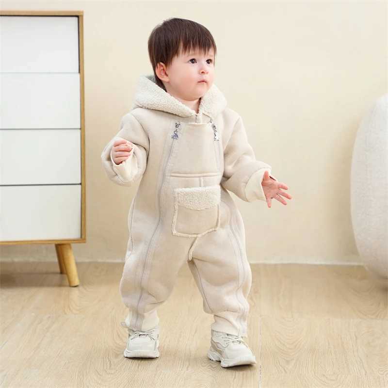 Newborn Baby Onesie 2025 New Autumn Winter Baby Romper Faux Fur Warm Girl Bodysuit Boy Jumpsuit Hooded Baby Bodysuit 024 Month C251009