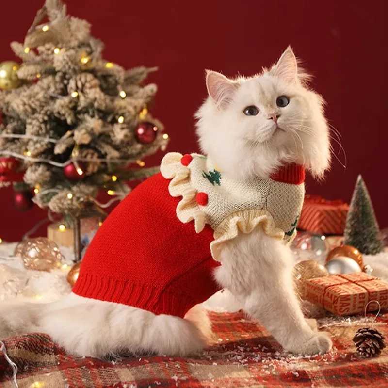 Adorable Christmas Cat Winter Wear Warm AntiShedding Sweater for Little Kitten AutumnWinter Pet Clothing C251009