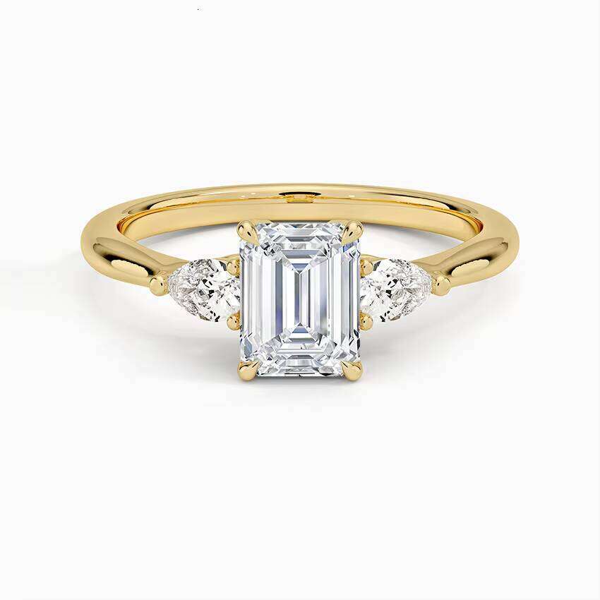 Three Stones 1ct D VVS2 IGI Lab Grown Real Gold Jewelry Engagement Ring