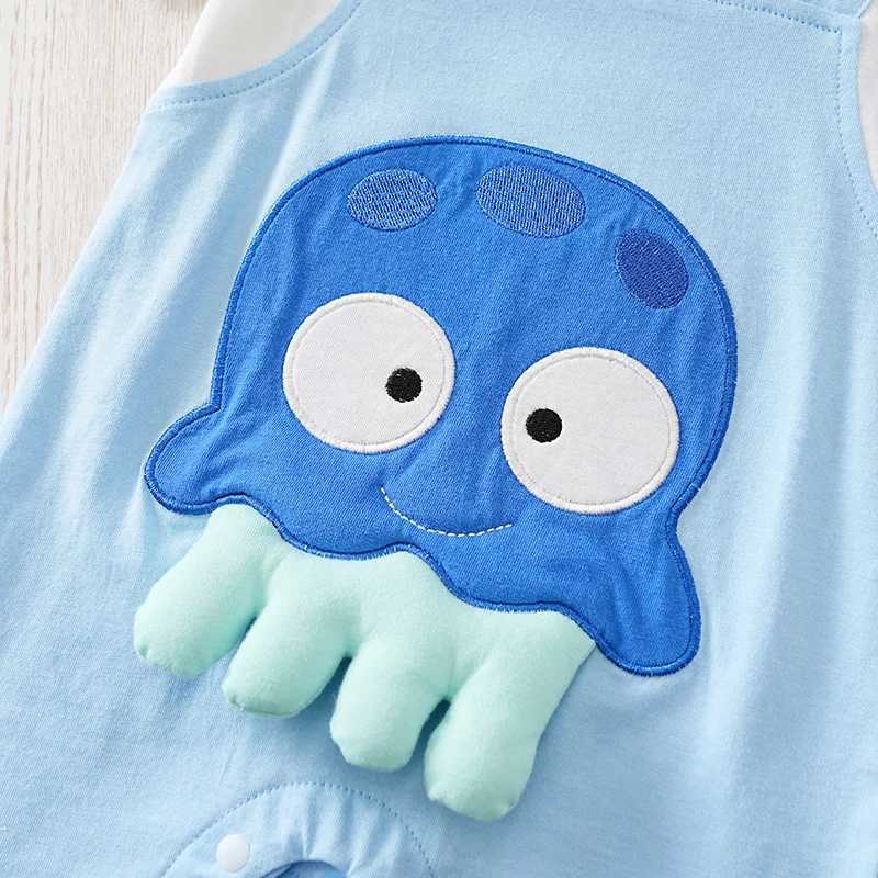 Boys and Girls Baby 018 Months 100 Cotton Summer ShortSleeved Jumpsuit for Babies with Creative Cartoon Octopus Design C251009