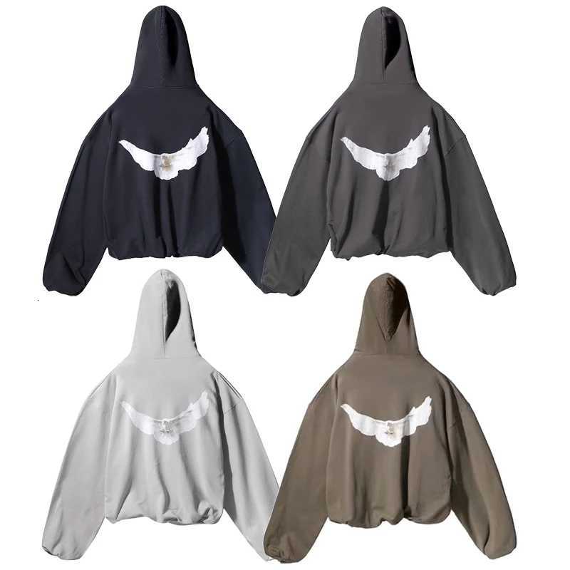 Hooded Sweatshirts Men Women Loose Casual Streetwear Peace Dove Wing Print DONDA PulloversXJ251009