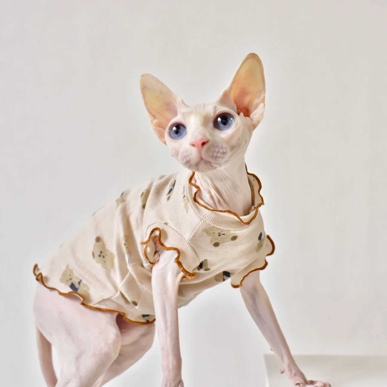 Sphinx Hairless Cat Clothing Cute Summer Thin Sleeveless Vest Clothes For Devon Lovely Cat Costume Pet Pure Desire Wind C251009