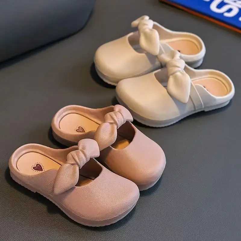 Children Slippers Childrens Cute Bao Toe Shoes Wear Flat House Bowtie Shoes Girls Shoes Slippers Kids House Slippers J251027