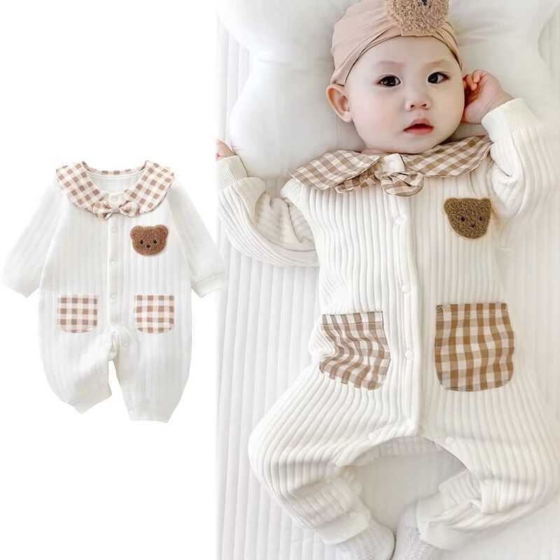 Spring Autumn Baby Warm Romper Cute Bear Infant Boy Girl Long Sleeve Outfits for Newborn Soft Cotton Kids Jumpsuit C251009