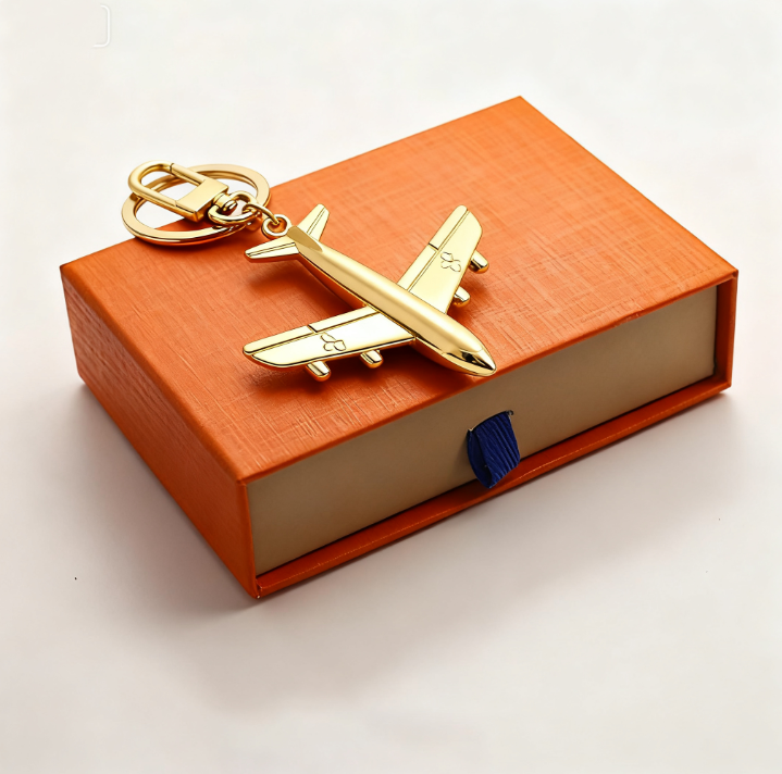 3style With Box Airplane Key Holder Leather Keychain Classic Bag Chain Luxury Designer Wallet Keyring Bag Charm Pendant for Women Girl Christmas Gift