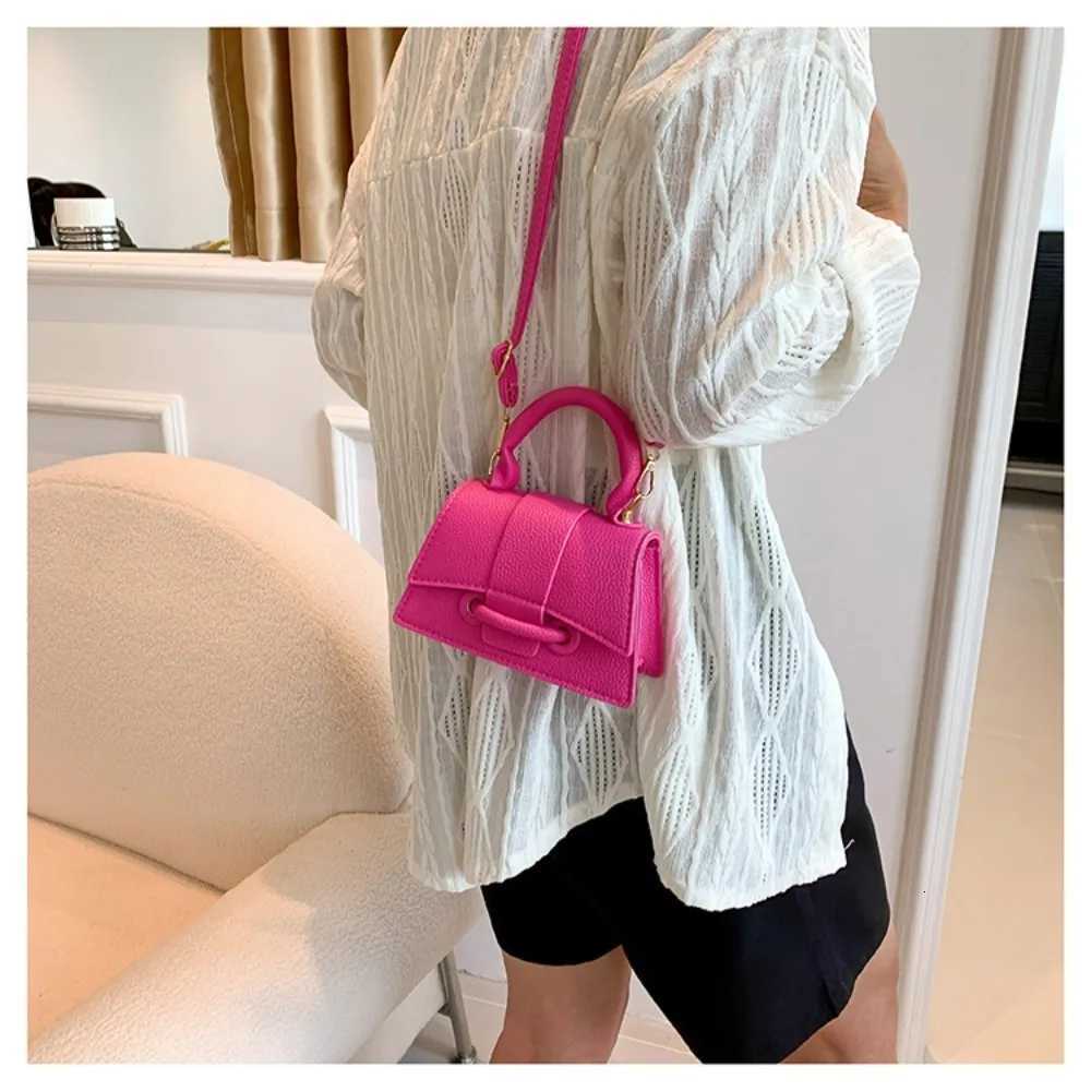 High Quality Fi PU Leather Bag Solid Color Shoder Crossbody Bag Cute Buckle Square Bag Hand Carry Small Bag Messenger Bag D251009
