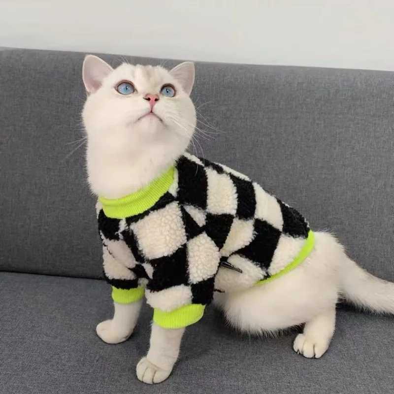 Black White Sweater Plaid Coat Pet Cat Fashion Warm Dog Clothes Chihuahua Bulldog Soft Wool Cute Cotton Jacket Luxurious Suit C251009