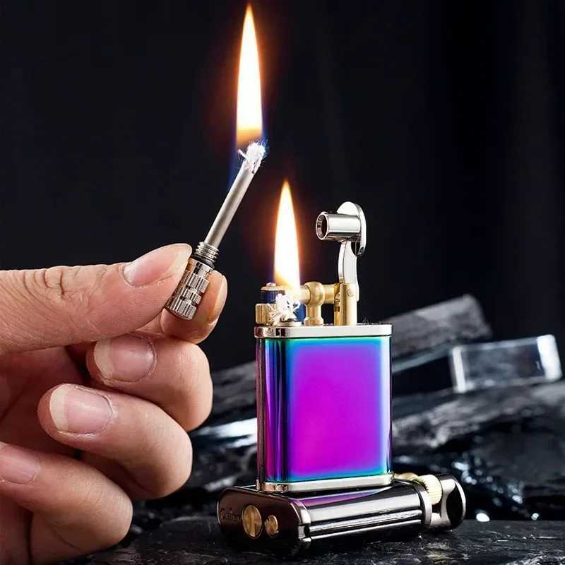 CHIEF2 in 1 Cool Kerosene Lighter Permanent Match Antique Luxury Vintage Style Refillable Lighters for Fire Cigarette Candle W251009