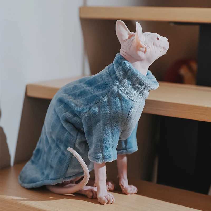 New Fashion Sphynx Cat Clothing Pet Costume Hairless Cats Plush Pullover Sweater Jacket Winter Thickening Warm Coat Outwear C251009