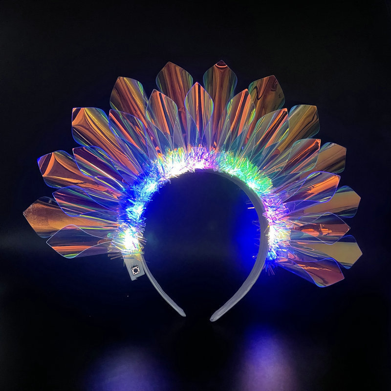 Happy 50th Birthday Headband Handmade LED Luminous Laser Birthday Crown 50th Female Party Decoration Prop241114