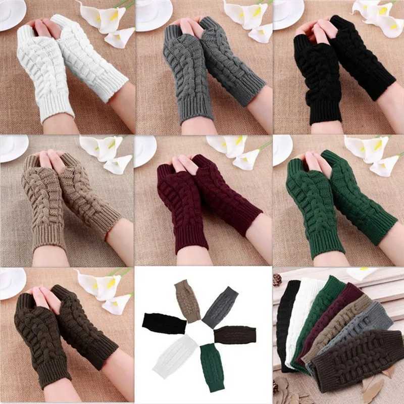 Knitted Half Finger Gloves WomenS Warm Soft Winter Gloves Handschoenen Mittens For Girl Guantes Invierno C251009