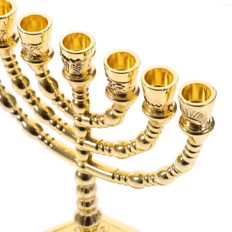 Candle Holders Metal Candelabrum Vintage Religious Menorah 7-Arm Holder Retro Decor Desktop Ornaments Festival Home Decorative XJ260305