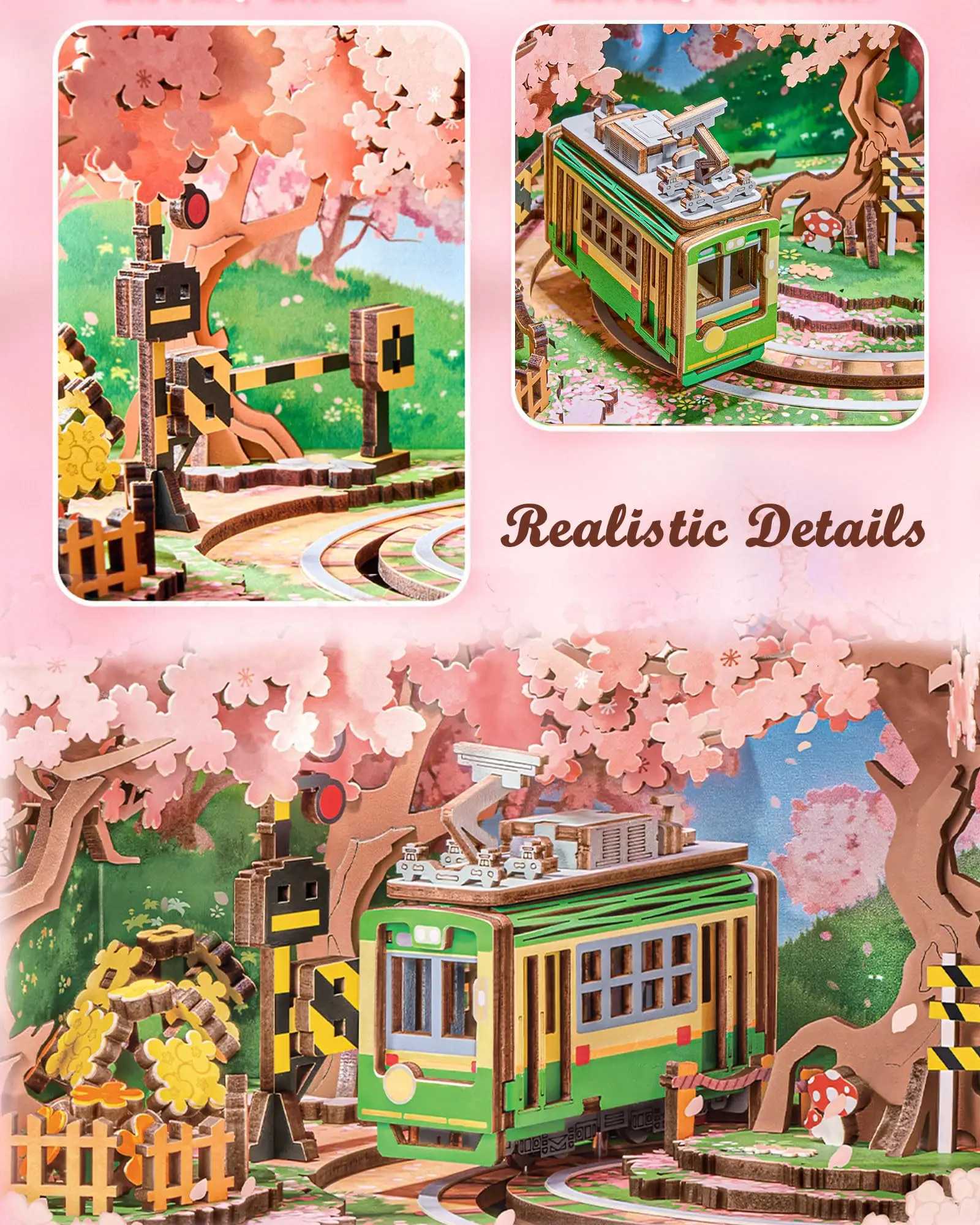 Robotime Rolife Sakura Dreamy Tour 3D Wooden Puzzle Music Box with Light Therapeutic Home Decor Unique Gift for Children X251009