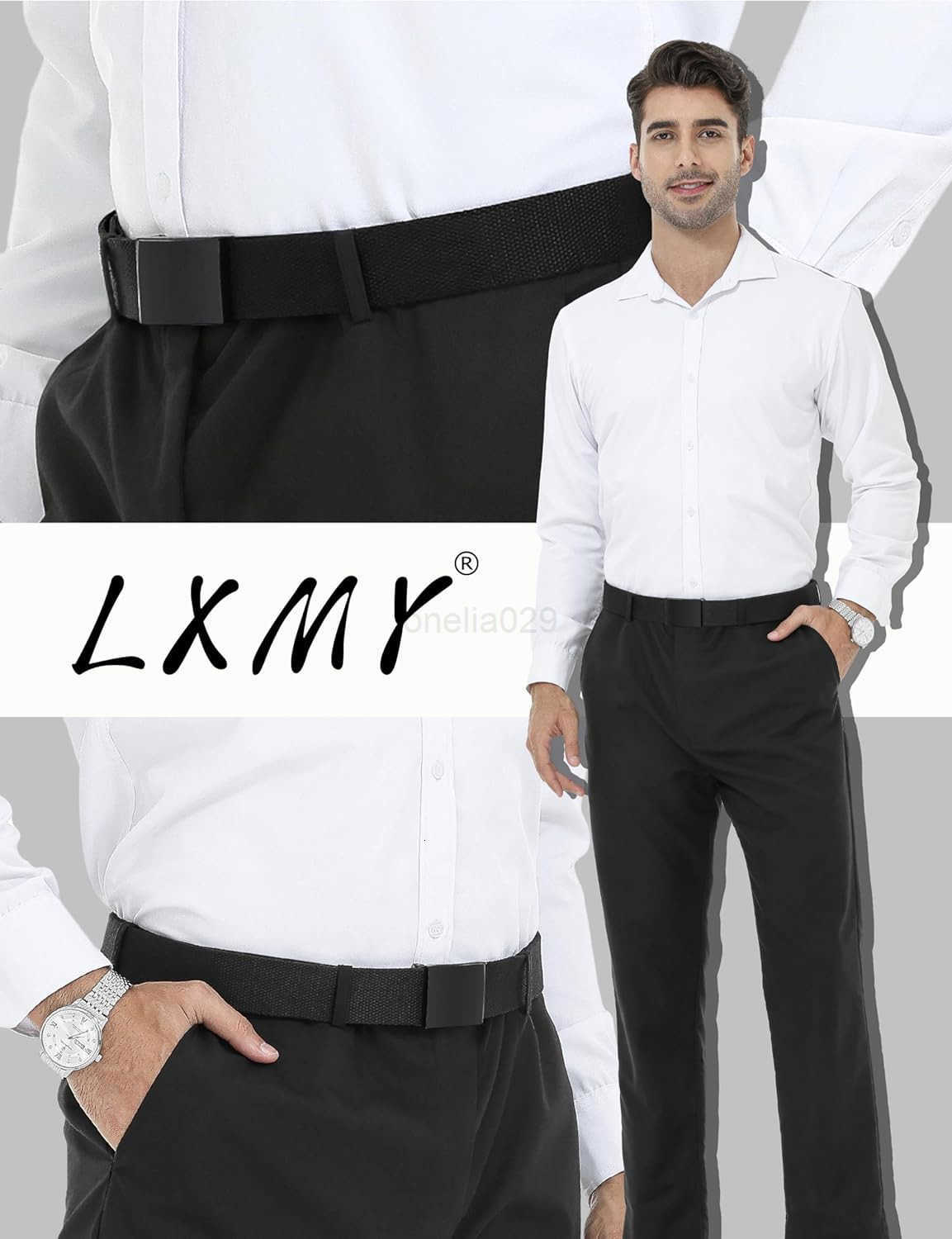 Mens BeltWork Belts for MenMens Holeless Adjustable Canvas Web Cloth Fabric BeltsBlack Casual Dress Business Belt W251010