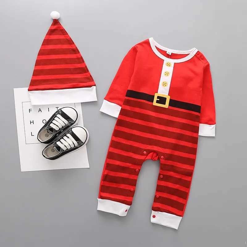 Prowow 018M Baby Boy Girl Christmas Romper With Santa Hat Cartoon Deer Jumpsuit New Year Costume For Newborn Christmas Clothes C251009