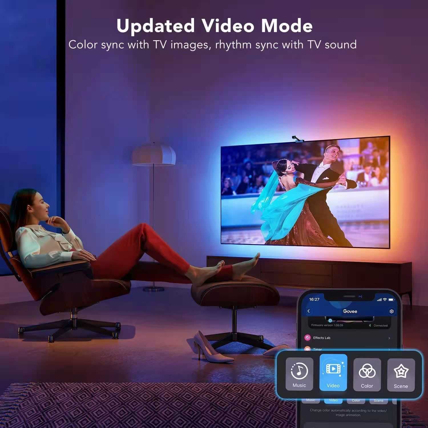LED synchronous light strip colorizer camera Govee graffiti solution similar to camera TV screen synchronous light strip