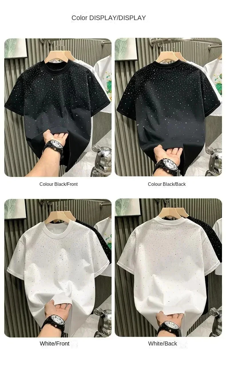 Mens Tshirt Diamond Printed Half Sleeve Fashion Round Neck Casual Summer Highend Men Tops T Shirts 251009