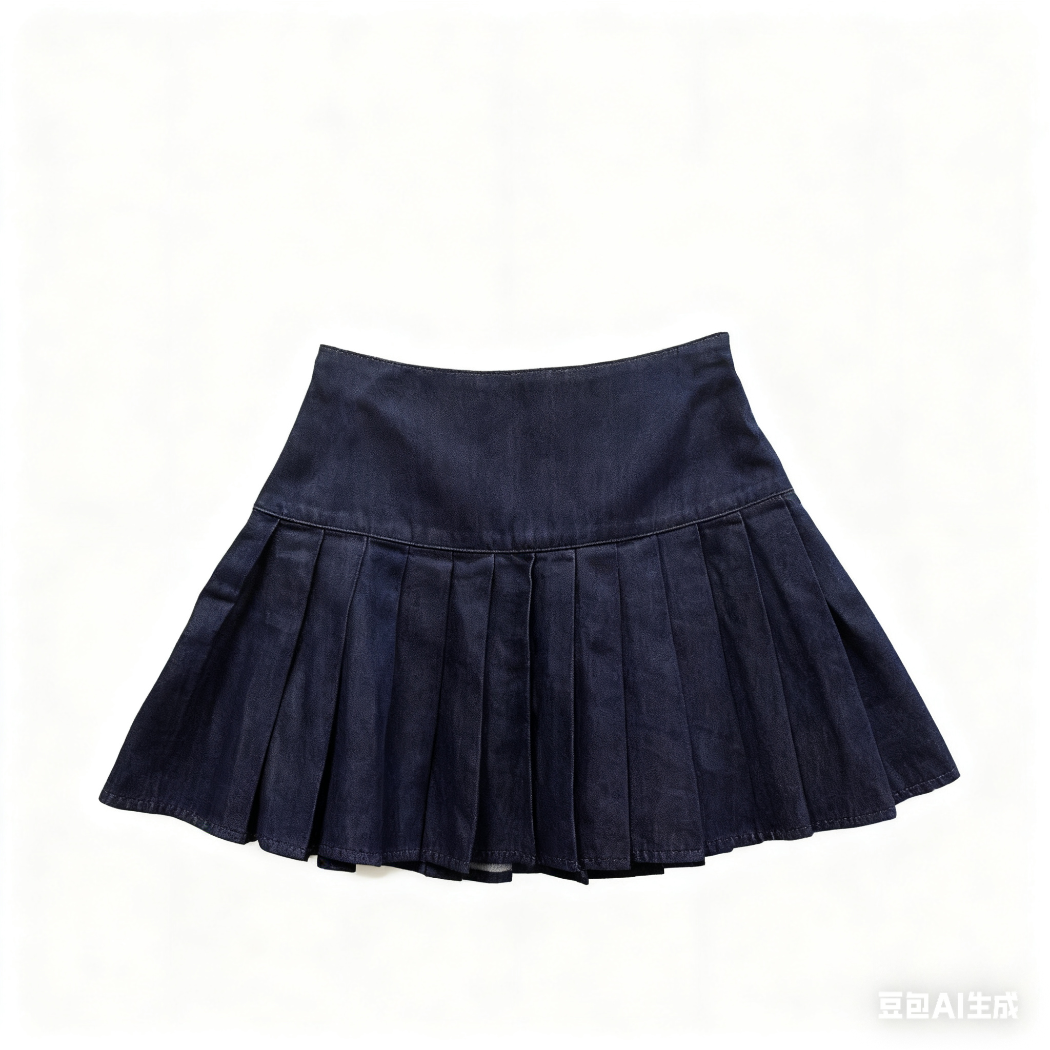 Women's Dark Blue Denim Pleated Skirt - Slim - Fitting & Wrinkle - Free Casual Mini Skirt-048B