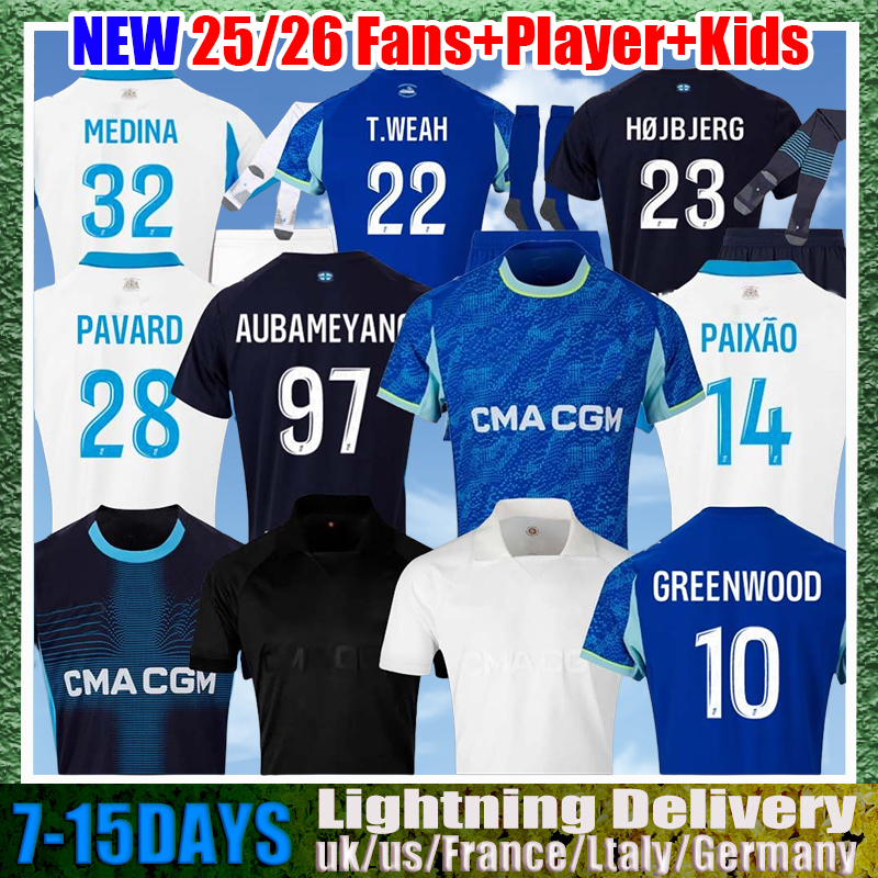 25 26 maillot de foot GREENWOOD marseilL e jersey soccer PAVARD MEDINA PAIxao MAUPAY OUNAHI harit 2025 2026 OM man KIDS football shirt hommes enfants ANGEL