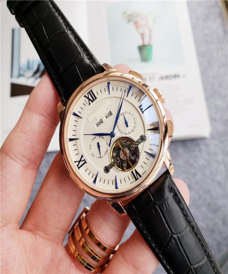 Fashion Swiss Watch Leather Tourbillon Watch Automatic Men Wristwatch Mens Mechanical Steel Watches Relogio Masculino Clock3578292