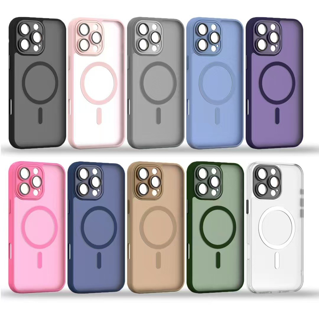 Magnetic Phone Case for iPhone 17 Pro Max 16/15/14/13/12/11 Matte Translucent Shockproof Cover with MagSafe Compatibility Multi-Color