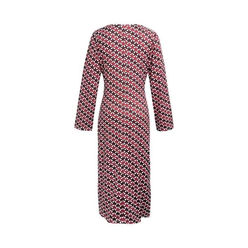Women's Autumn New Fashion Commute Star Print Slit Long Sleeve Midi Dress-CF52896