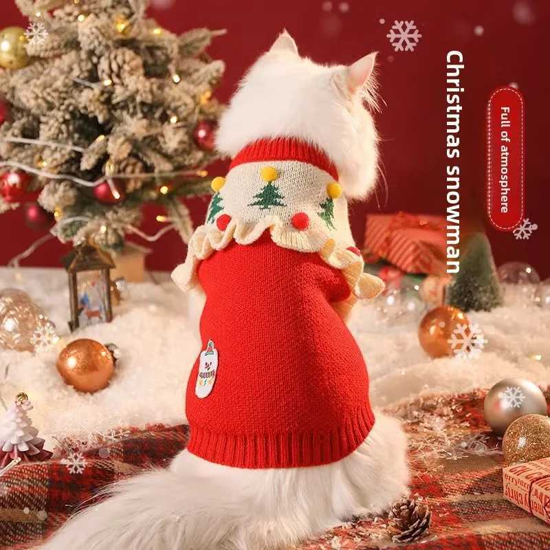 Adorable Christmas Cat Winter Wear Warm AntiShedding Sweater for Little Kitten AutumnWinter Pet Clothing C251009