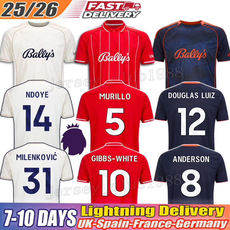 Nottingham jersey 25 26 GIBBS WHITE football kit MURILLO football jersey Douglas Luiz soccer jersey SANGARE WILLIAMS AWONIYI Ndoye Bakwa football shir