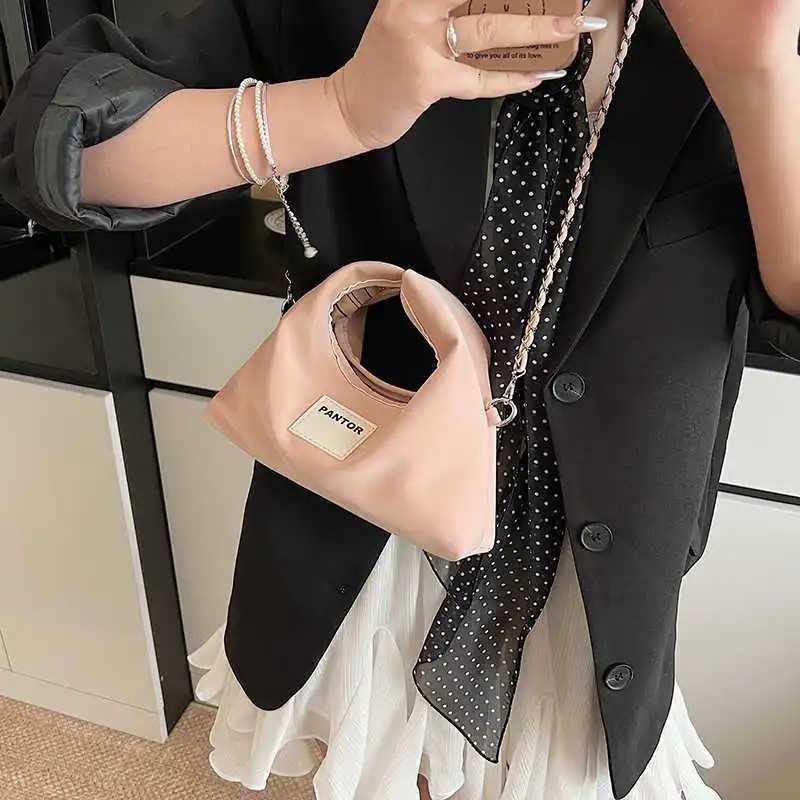 Solid Color Wen Handbags Handbag Casual Fiable Chain Cross Body Bag Korean Versatile Simple Girls Appliques Purse1 D251009