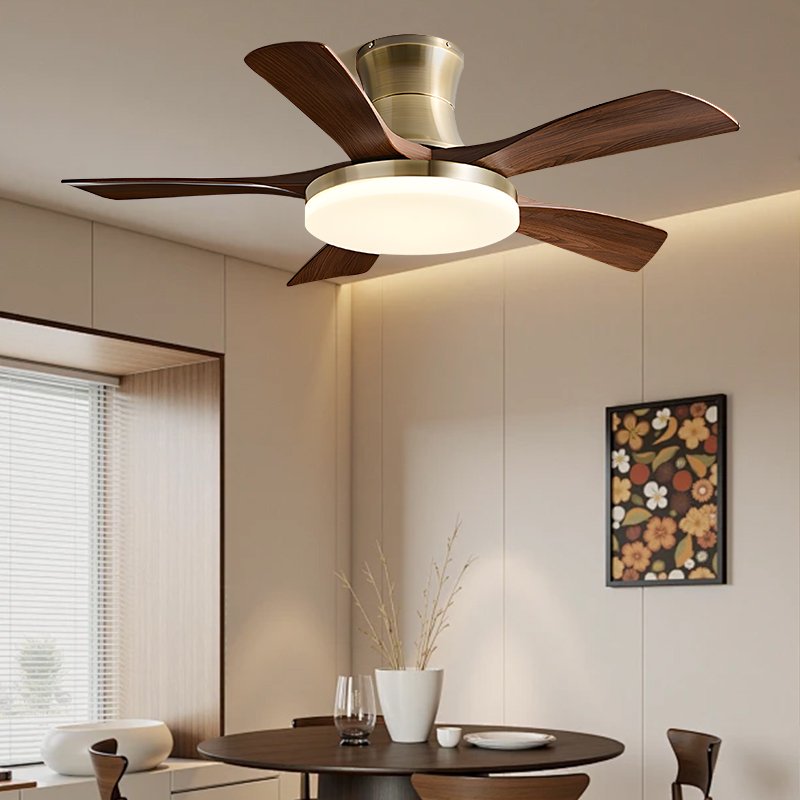 46 - Inch Ceiling Fans Retro Straight - Blade Ceiling Fan with Light, 6 - Blade Wooden Finish Fan for Dining and Living Rooms 8511