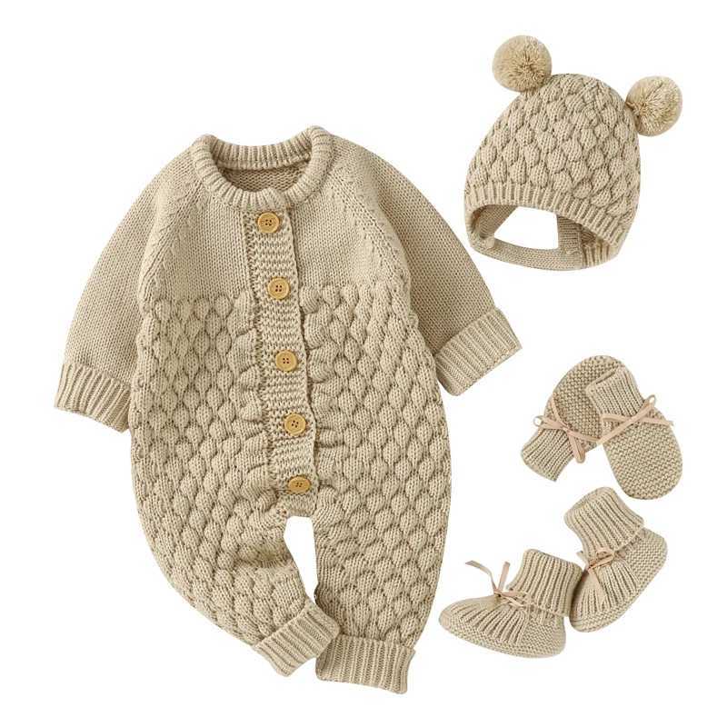Baby Rompers Clothes Autumn Winter Knitted Newborn Boys Girls Solid Plain Jumpsuits Fashion Solid Plain Toddler Kids Unisex Wear C251009