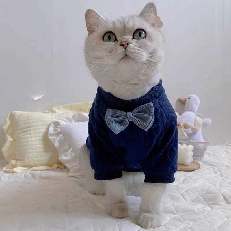 Cute Cat Clothing Silver Gradual Layer Puppet Blue Cat Milk Cat Small Dog Pet Dog Spring and Autumn Two legged Clothing C251009