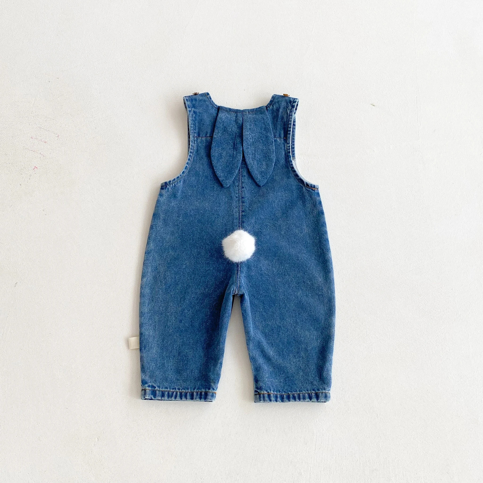 Autumn and winter baby denim overalls with rabbit ears cute long pants onepiece 250922