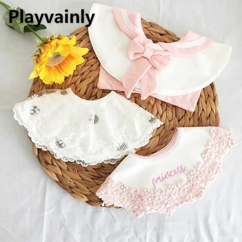 Korean Style Spring Autumn Baby Girl Bibs Sweet Lace Bow Patchwork Antifouling Burp Cloths Newborn Bib and Saliva Towel E23413J251009