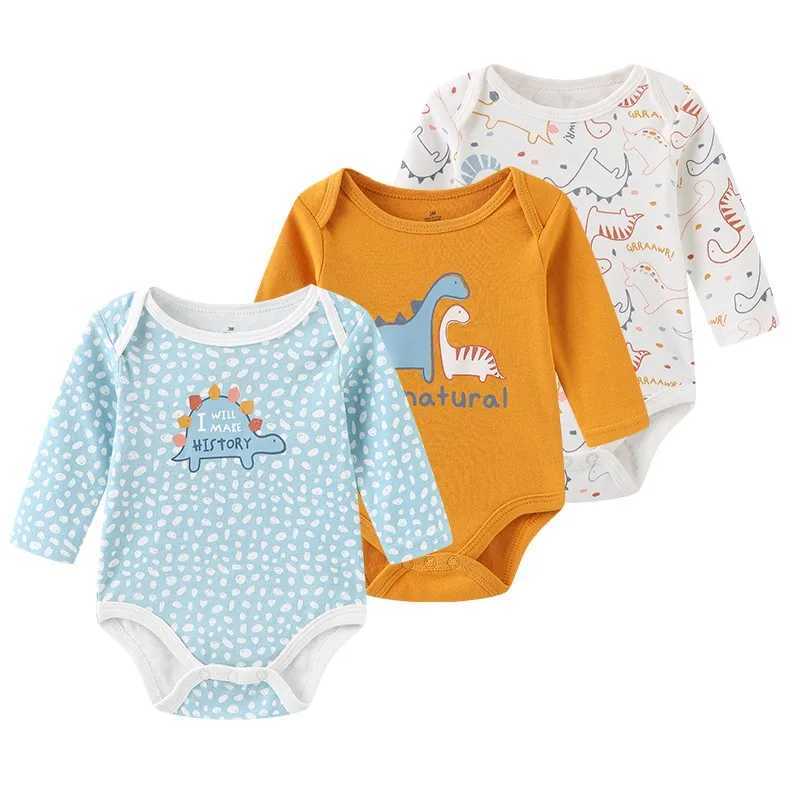 3 Pcs Newborn cartoon Long Sleeve 100cotton Baby Boy Girl Bodysuit Soft Infant Clothes C251009