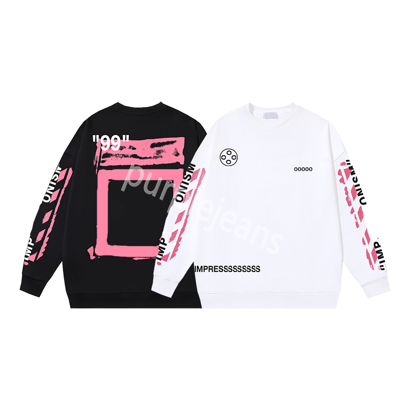 Men's Hoodies Sweatshirts 2025 New Mens Black T-shirts Offer White Offes Style Trendy Fashion Sweater Painted Arrow Crow Stripe Loose Hoodie