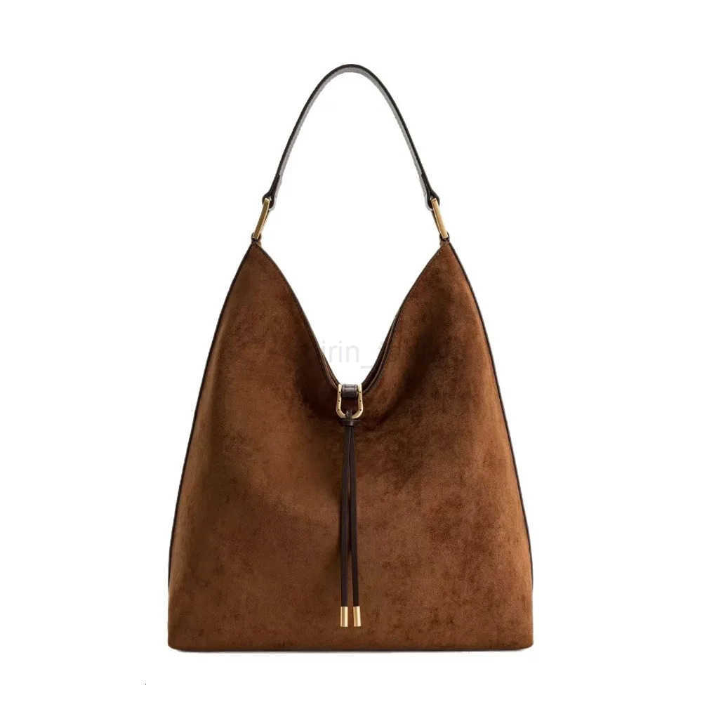 JW Pei Tote Bag New Aria Suede Womens Bag Large Capacity Commuter Underarm Bag Niche Bucket Bag M251009