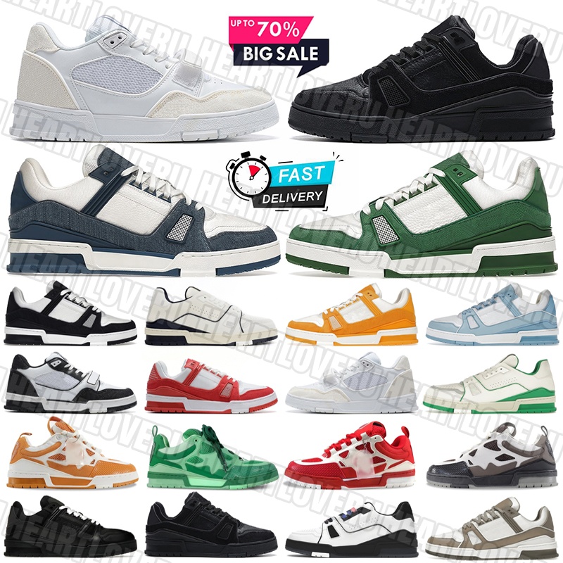 Designer Shoes Casual Men Women trainers Leather rubber Embossed chaussures sneakers Low black white baby blue navy orange Mens tennis platform Outdoor Shoe