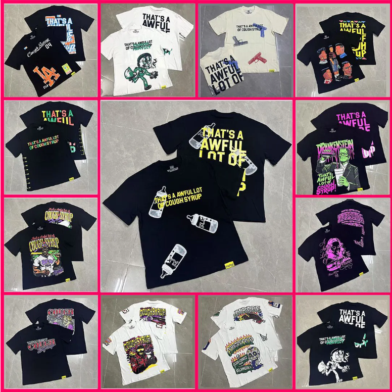 Hot sale t hats a awful lot of caugh syrup shirt Fashion Designer Mens T shirts Printed Graphic T-shirt Cotton Casual Tees COUGH SYRUP Short Sleeve Hip Hop Stre