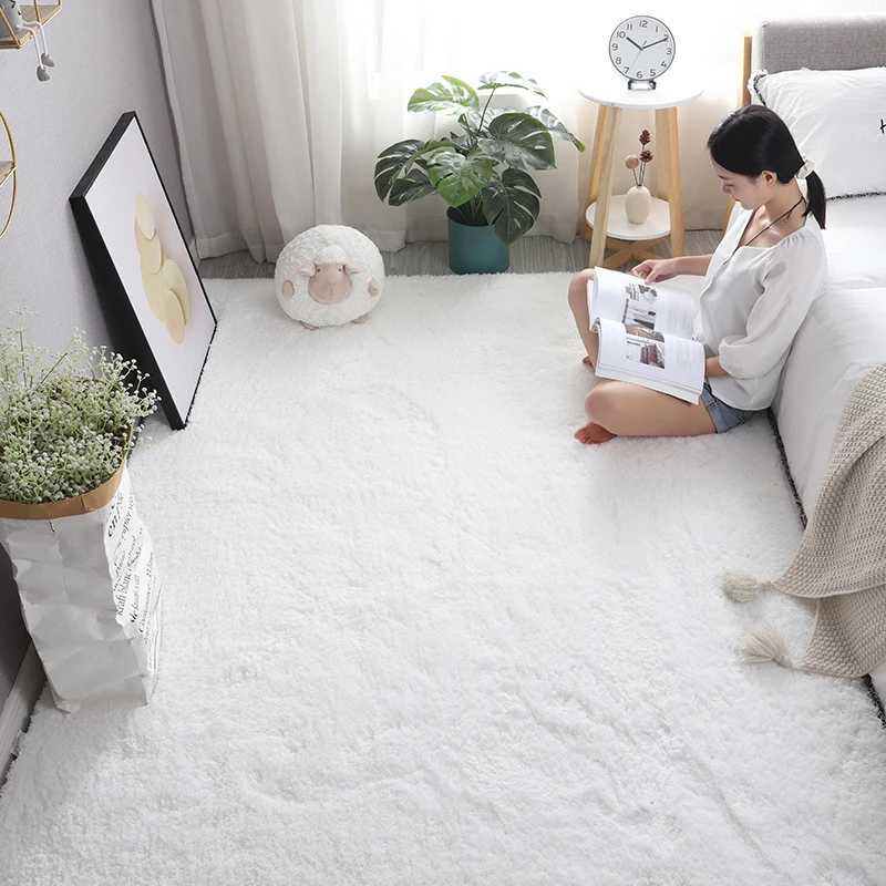 Plush Thick Carpet For Living Room Modern White Flurry Rugs In The Bedroom Decor Home Furry Floor Bedside Mat Children Carpets R251009