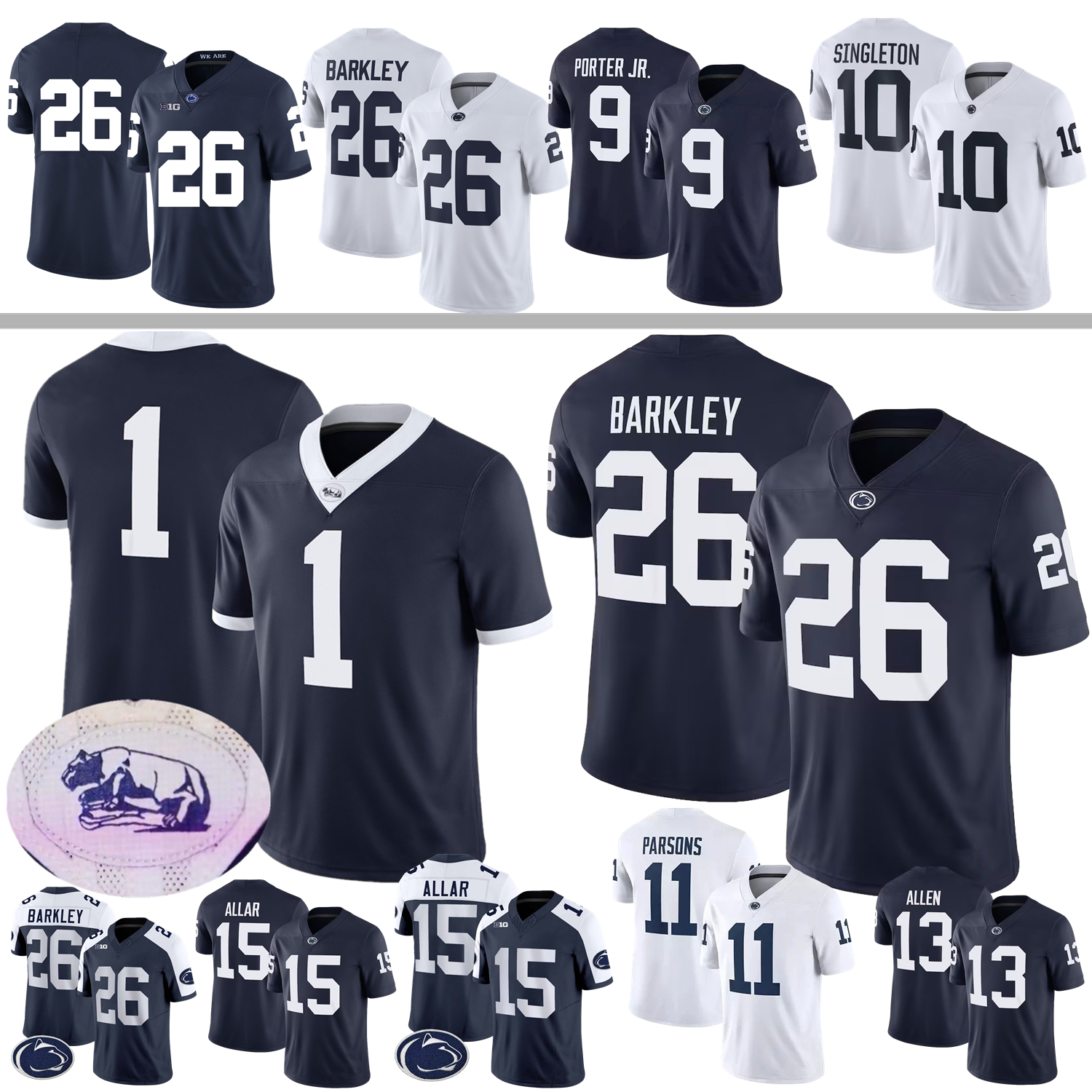 PSU Penn State Football Jersey College Drew Allar Saquon Barkley Nicholas Singleton Micah Parsons Abdul Carter Harris Allen Freiermuth McSorley Ivey Martin Jr.