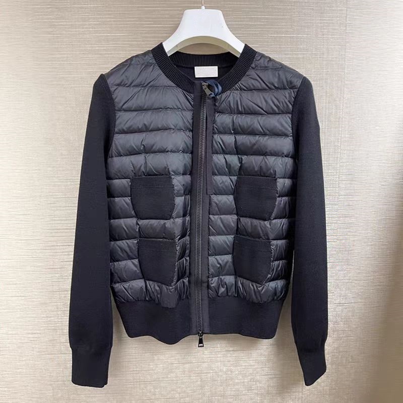 Designer Men's Down Coat Men's Embroidered Badge Stand up Collar Knitted Splicing Sweater Lightweight Women's Down Jacket Sweater