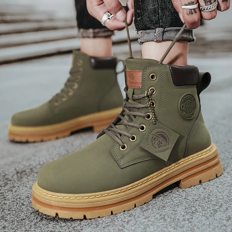 Big Size48 Men Boots Fashion Motorcycle Ankle Boots for Men Waterproof Hiking Boot Winter ChelseaRetro Boots Comfy Botas Hombre251009